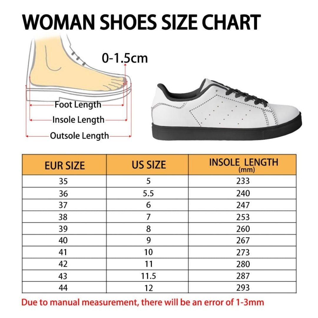 Skate Woman Shoes Size Chart - Soul Eater Shop